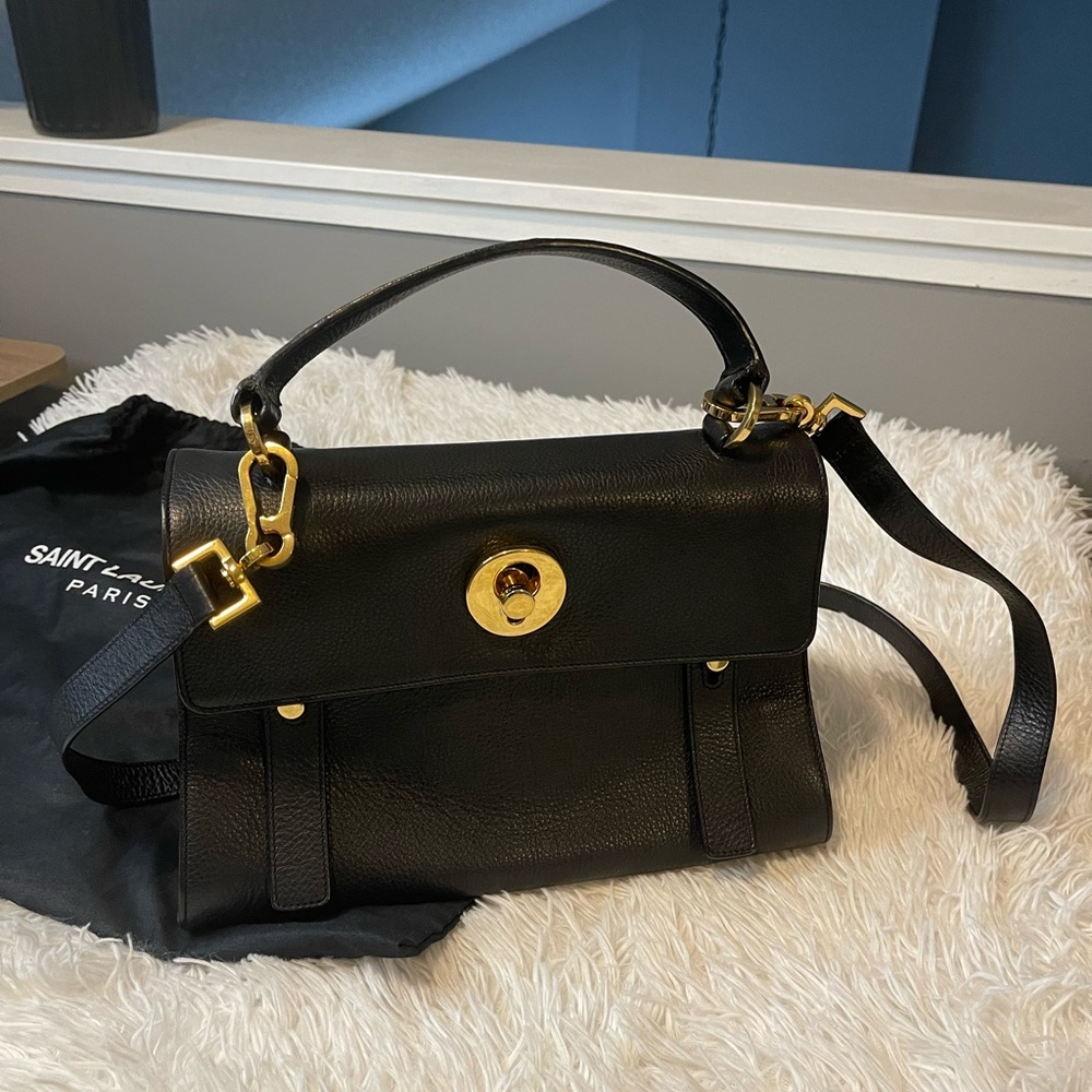 YSL St. Laurent Calfskin Muse Canvas Small